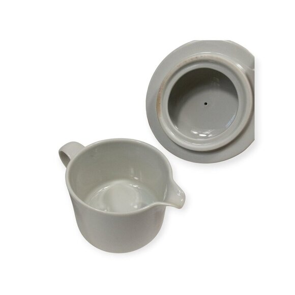 Dansk Bistro Blue Rim Ceramic Sugar & Creamer Set With Lids - Picture 8 of 11